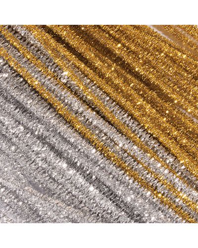 Gold and silver tinsel pipecleaners