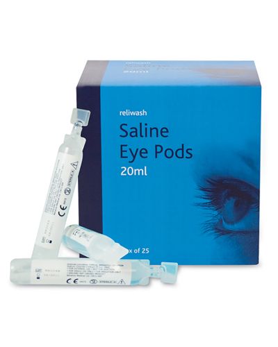 Saline eye wash