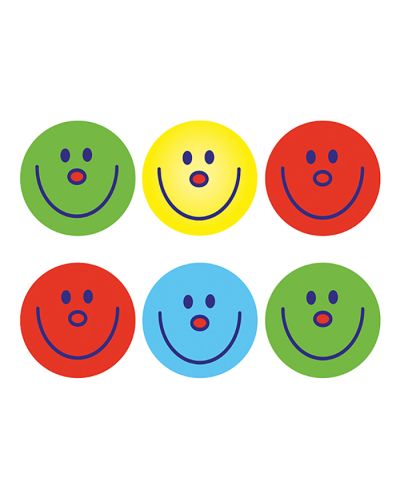 Team colour smiley stickers