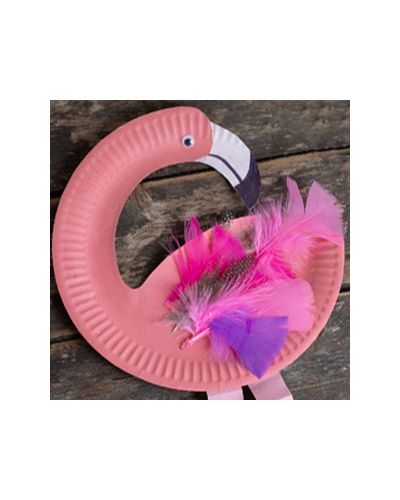 Paper plate flamingo