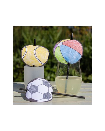 Sports ball themed paper straw decorations