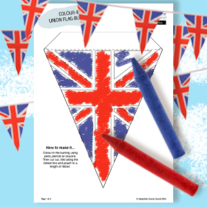 Colour in Union flag bunting