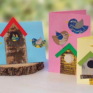 Spring collage bird house cards